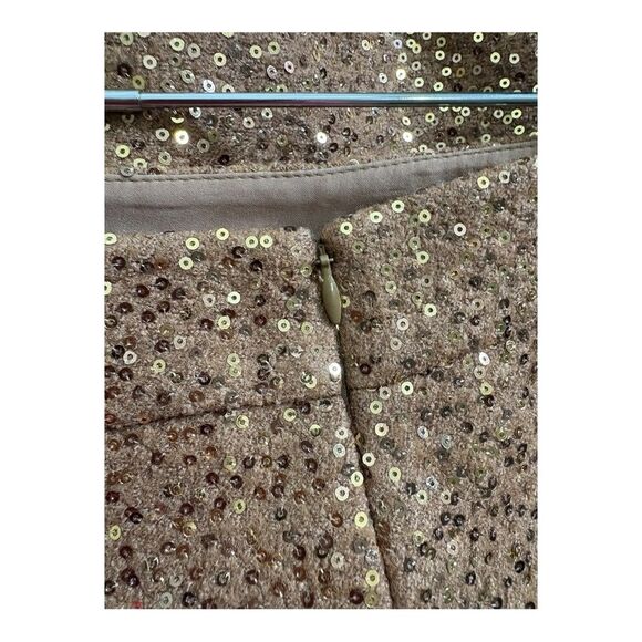 Ann Taylor LOFT Light Brown Sequin Mini Pencil Skirt with Zipper - Picture 3 of 6